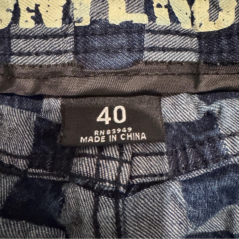 Contender Checkerboard Denim Shorts Men’s Size 40 Blue Skate Streetwear - Picture 4 of 11